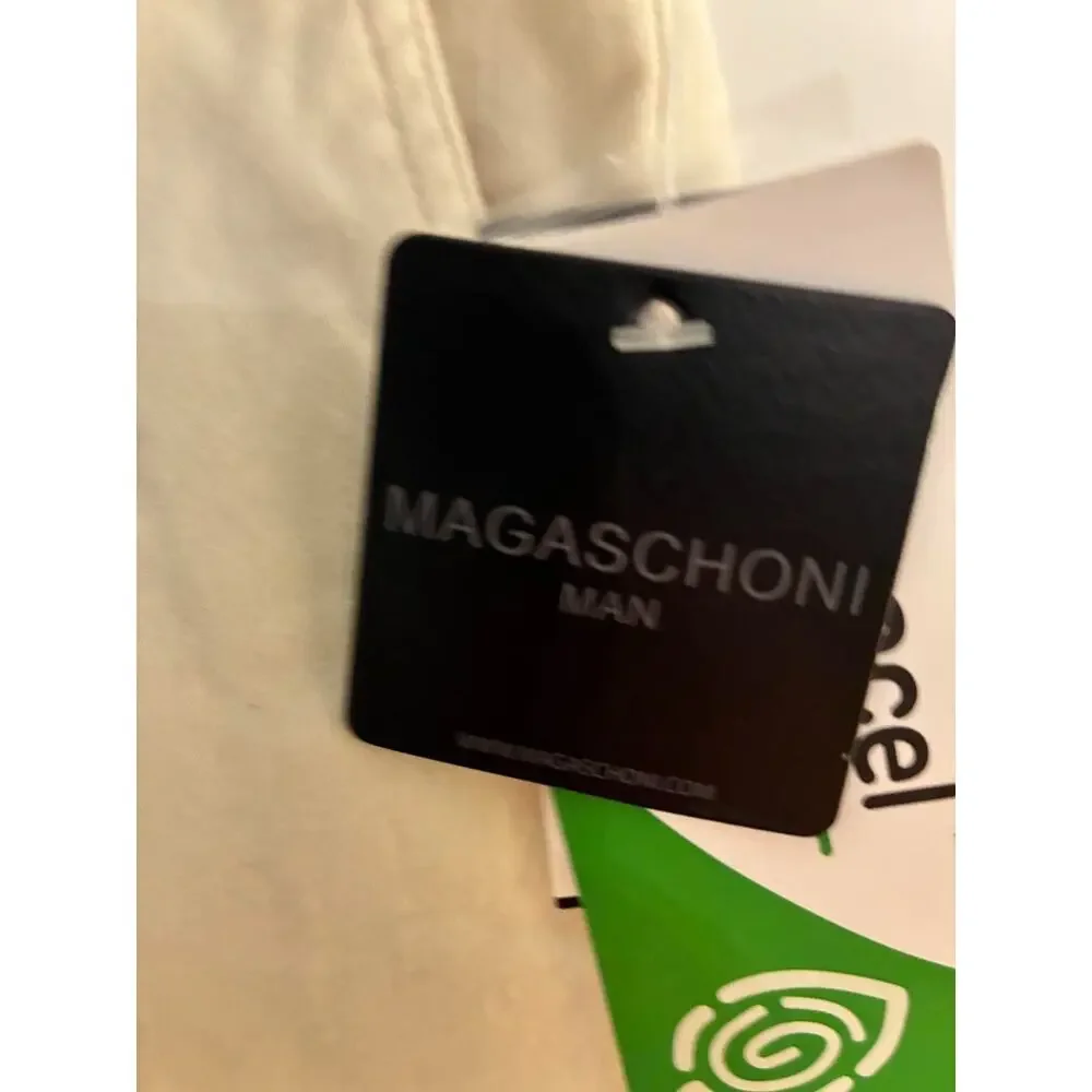 Magaschoni Man Shorts Mens 32 Beige Cream Flat Front Cotton Stretch Casual